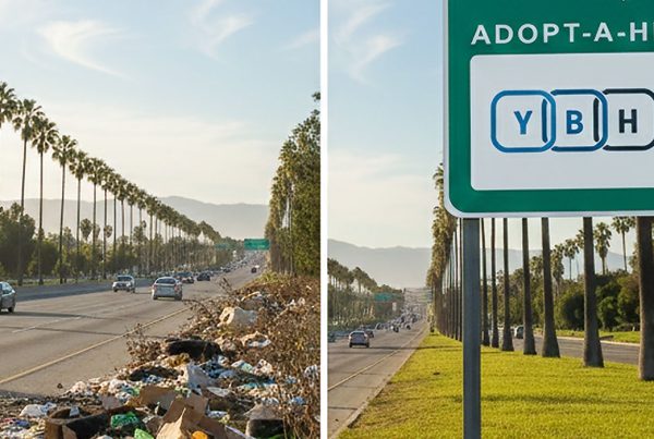 Litter removal for the Sponsor A Highway and Adopt A Highway programs vs no litter removal and untidy and littered highway.